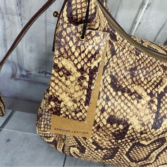 Margot Alexandra Stirrup Snake Natural Python Leather Hobo Shoulder Bag Purse - Picture 9 of 16